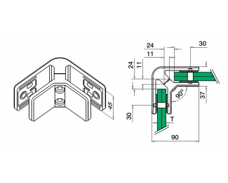 Conector ángulo para doble vidrio satinado Q-railing 4290
