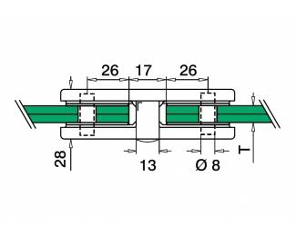 Conector rectangular para doble vidrio satinado Q-railing 144270-22-12