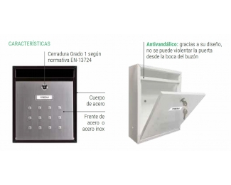Buzón vertical para interior con apertura hacia abajo Arregui Mira V1300