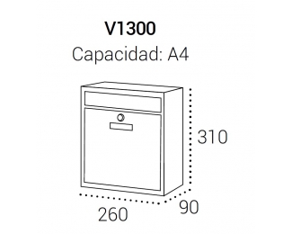 Buzón vertical para interior con apertura hacia abajo Arregui Mira V1300
