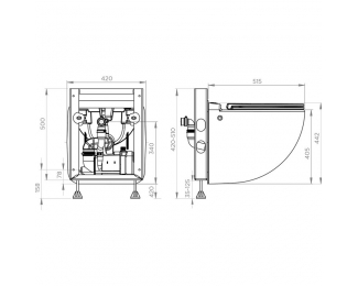 Inodoro suspendido con bastidor y triturador Dual Flush SFA Sanicompact Comfort+