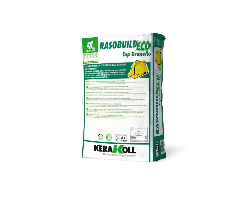 Mortero de acabado Kerakoll Rasobuild Eco Top Granello blanco saco 25kg