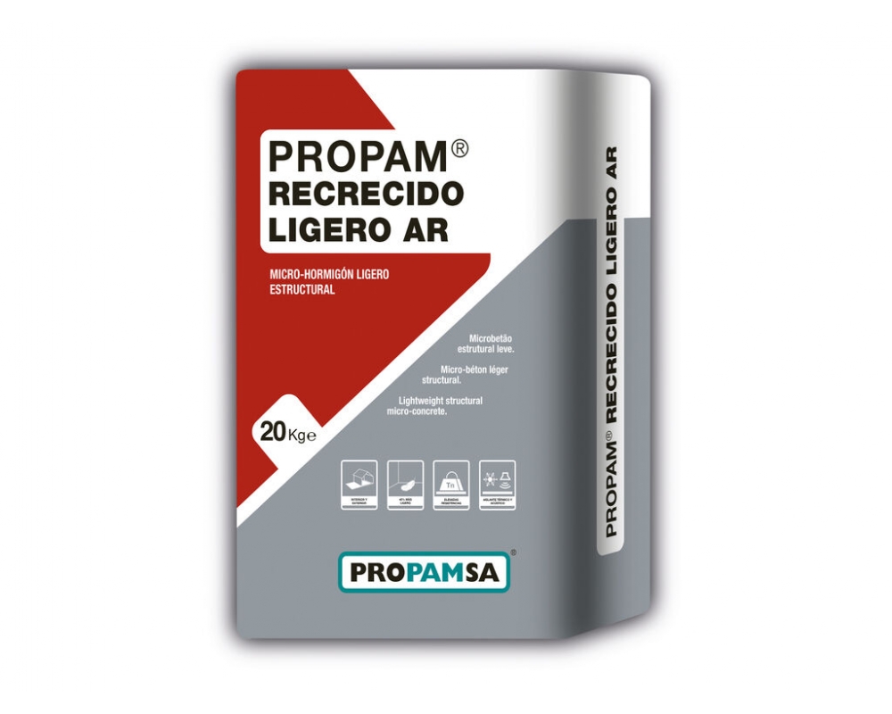 Hormigón para recrecidos de 30 a 100mm Propam Recrecido Ligero AR saco 20kg