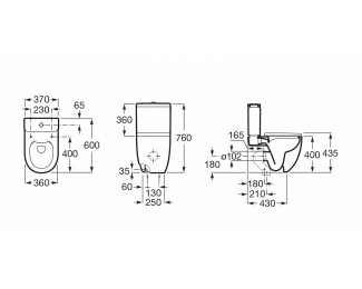 Taza con salida dual Rimless Roca Meridian 34224L000