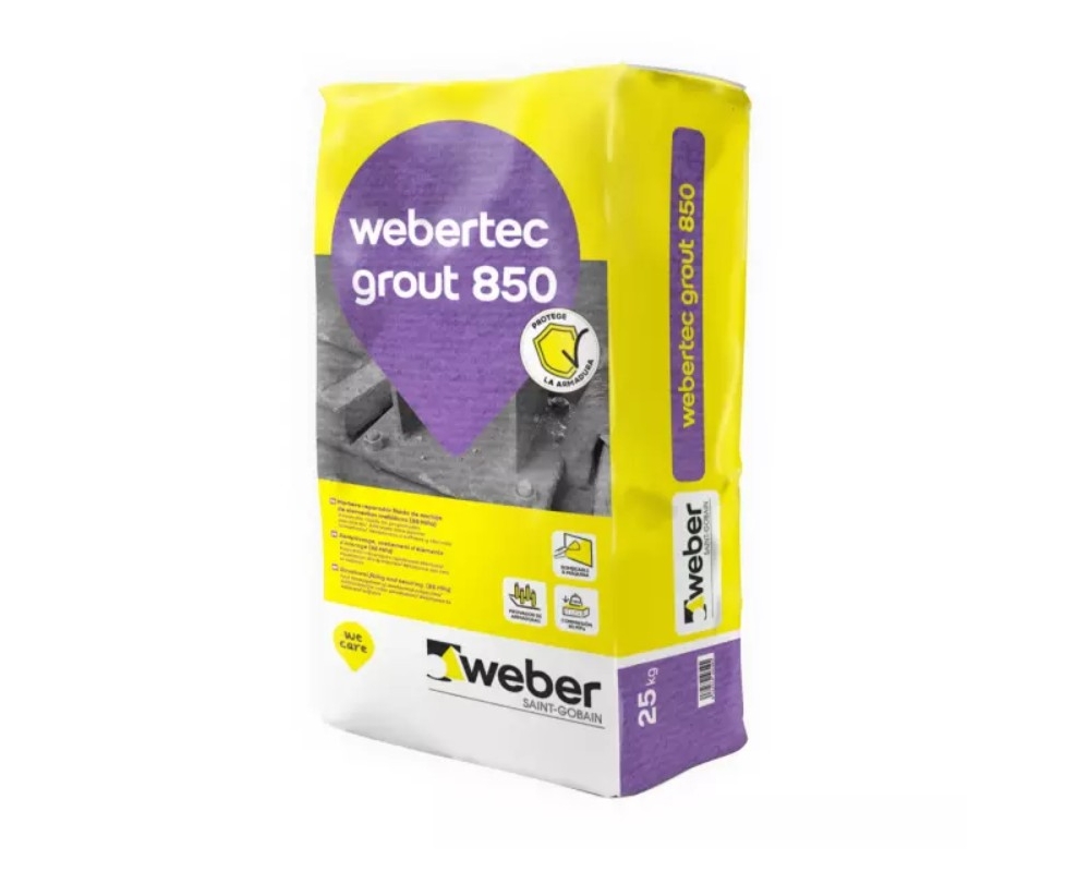 Mortero reparador estructural fluido R4 Webertec Grout 850 (saco 25kg)