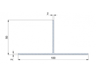 Perfil T aluminio natural fachada ventilada 110/45x2mm longitud 3m