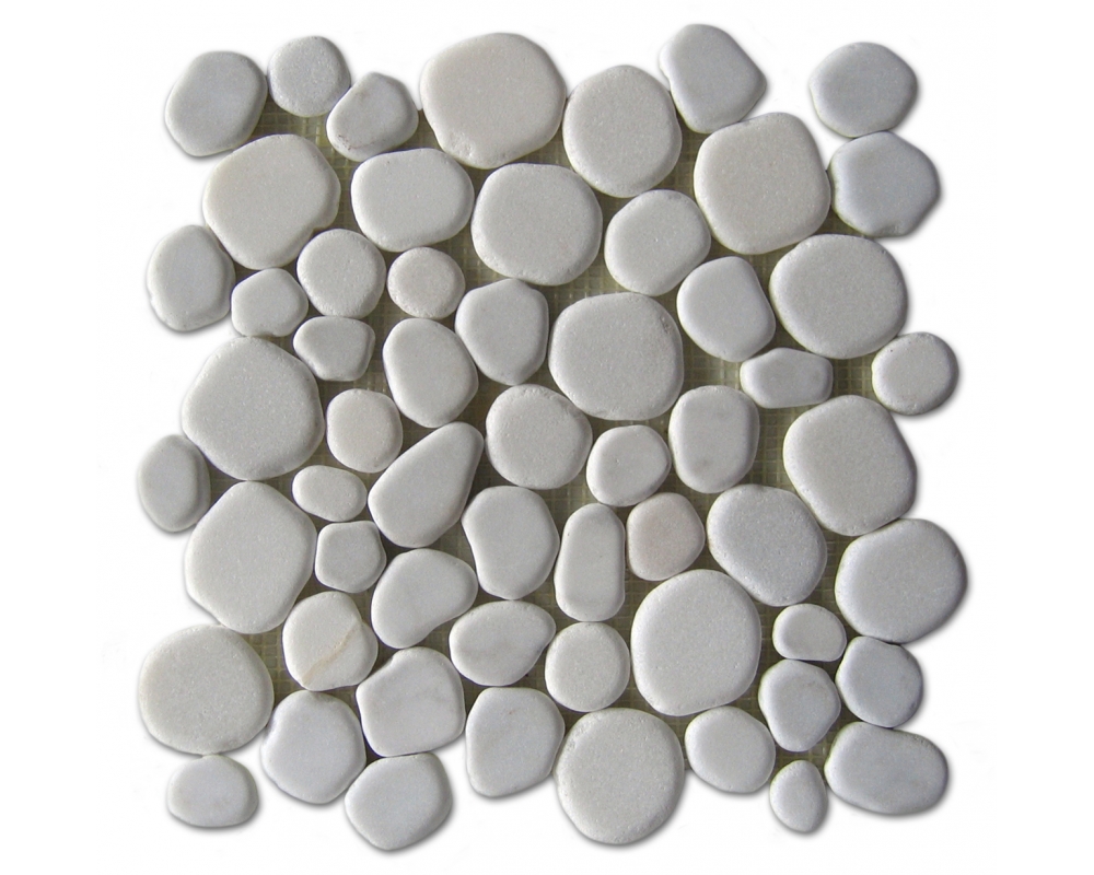 Enmallado de canto rodado Blanco Polar 28x28x1-2 cm