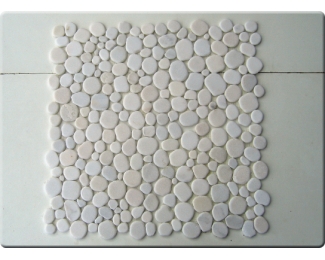 Enmallado de canto rodado Blanco Polar 28x28x1-2 cm