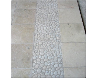 Enmallado de canto rodado Blanco Polar 28x28x1-2 cm