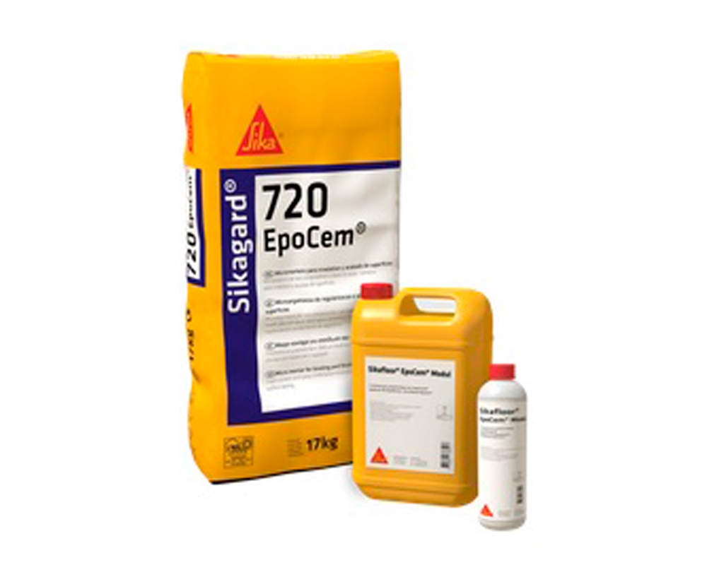 Mortero de alisado, reparación y protección Sikaguard 720 Epocem lote 21kg