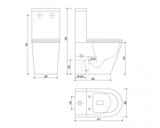 Inodoro a suelo con cisterna BTW Teka Nexos