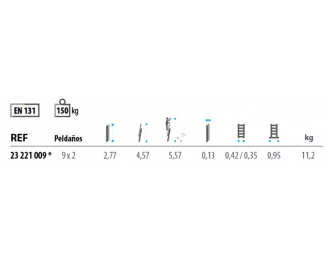 Escalera aluminio doble extensión manual 9x2 KTL 23 129 009