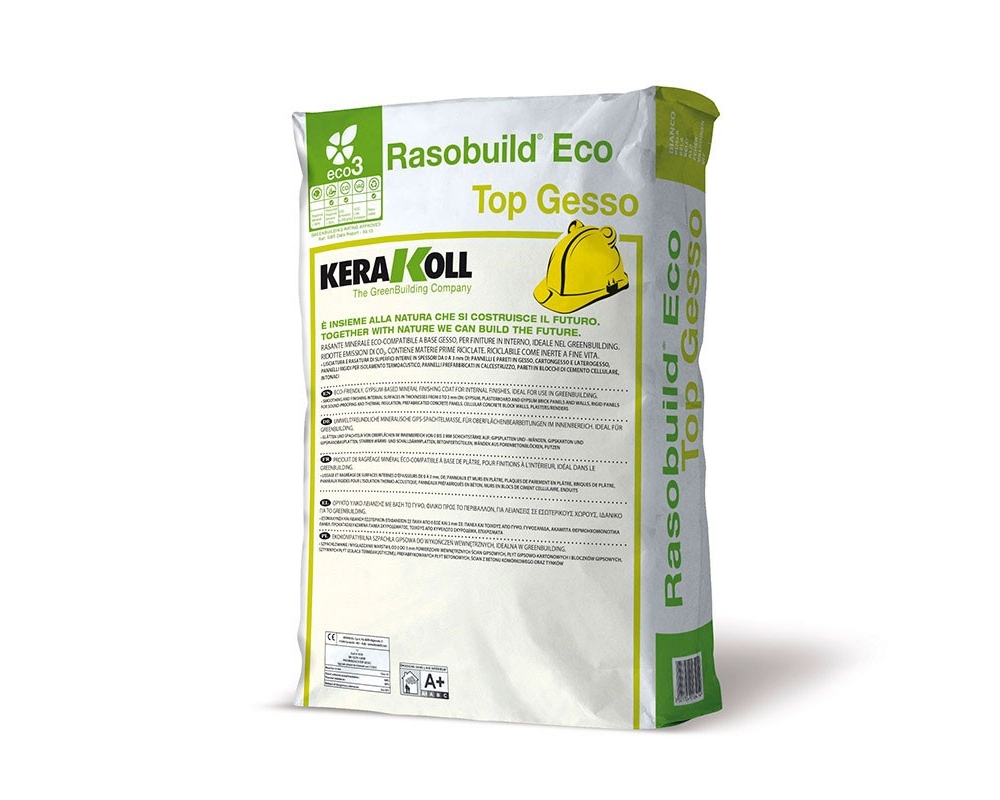 Mortero de acabado Kerakoll Rasobuild Eco Top Gesso Extrafino saco 20kg