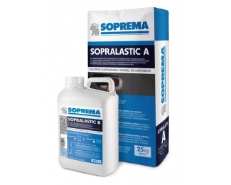 Mortero impermeabilizante elástico Soprema Sopralastic A+B (saco 25kg + garrafa 8,25kg)