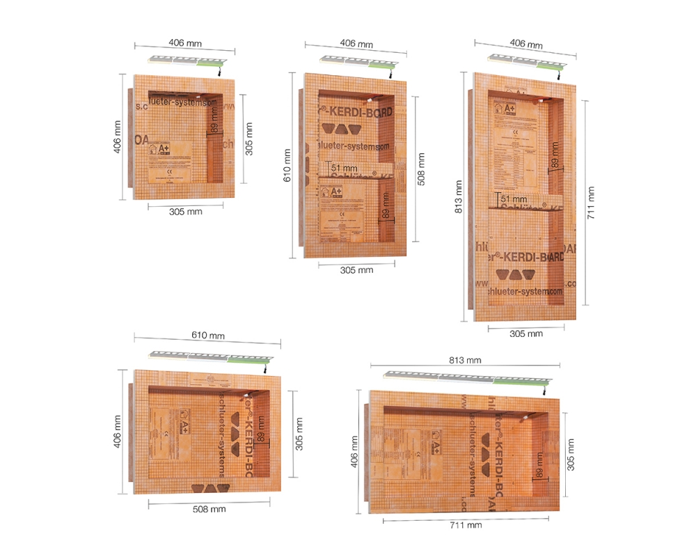 Sets de hornacinas con iluminación LED Schluter KERDI-BOARD-NLT
