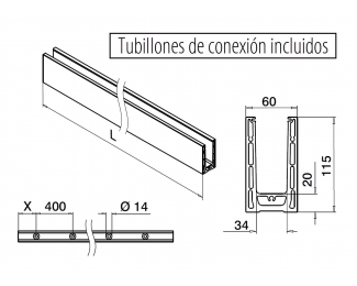 Perfil suelo Easy Glass Smart Eco montaje superior aluminio 5m Q-railing 8260