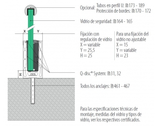 Perfil suelo Easy Glass Smart Eco montaje superior aluminio 5m Q-railing 8260