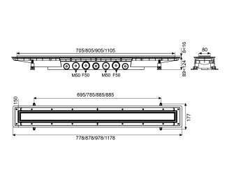 Canaleta Wirquin Venisio Expert rejilla reversible inox y embaldosar