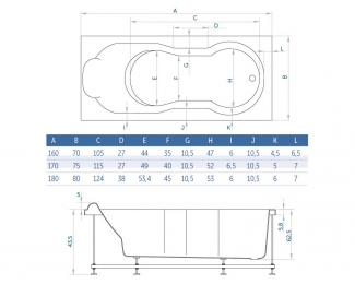 Bañera de hidromasaje rectangular Kinedo Aqualia