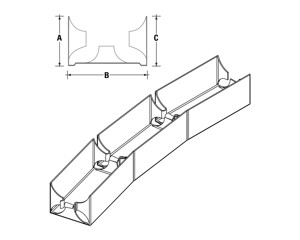 Canal vertebrado para tabiques curvos 50x4000mm Vertebra