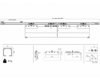 Sistema corredero para puertas de vidrio Krona K Art 80 + System 1760