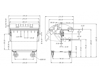 Contenedor de polietileno de 1100 litros para resíduos sólidos urbanos