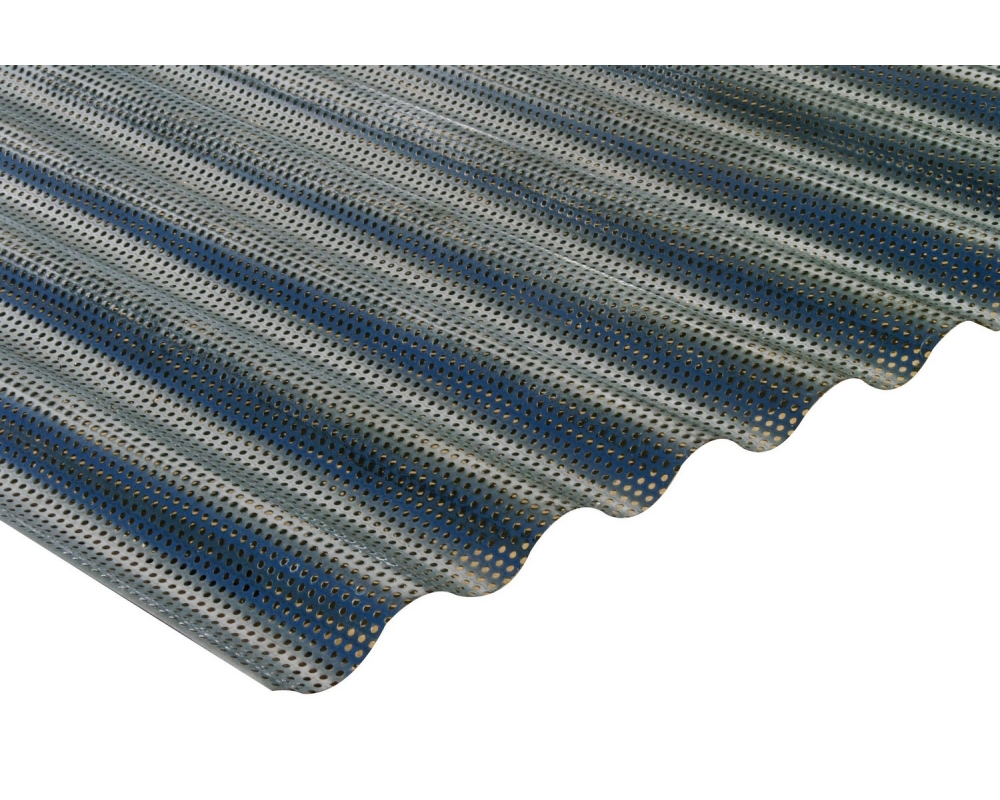 Chapa ondulada perforada 18/76 acero galvanizado 3000x1084mm gris