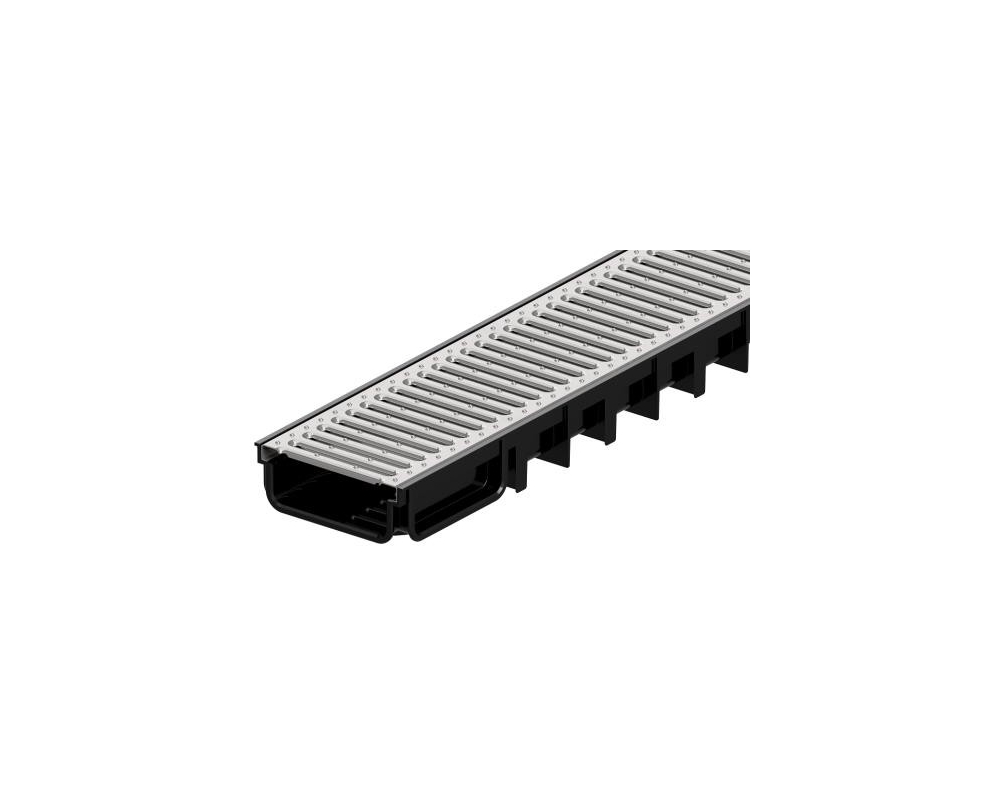 Canal rejilla drenaje inox AISI304 Aco Easyline 100 HDPE L1000mm H90 A15 Slim