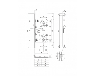 Cerradura embutir magnética para puerta AGB Polaris 2XT E 50 F 18 WC cromo mate