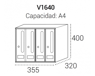 Batería 4 buzones verticales con apertura lateral Arregui Front V1640 Batería 4 buzones verticales con apertura lateral Arregui Front V1640
