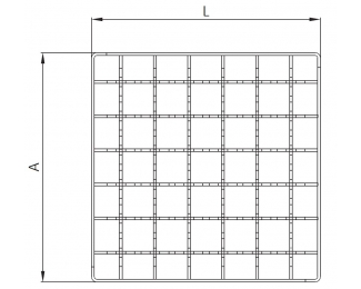 Reja entramada dentada A/D 30x30 30x3 AISI304 218x218mm L15 para sumideros EG