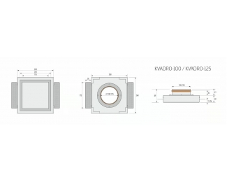 Difusor cuadrado plano para empotrar techo Ergovent Kvuadro 125