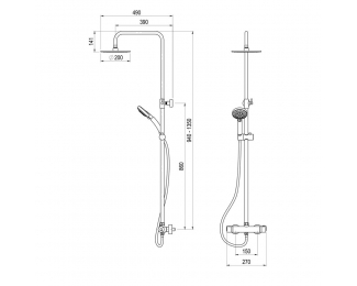 Columna de ducha termostática con rociador de 200mm cromo Galindo 50049300