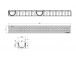 Canal rejilla drenaje inox AISI304 Aco Easyline 100 HDPE L1000mm H90 A15