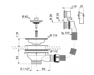 Válvula cestillo inox con rebosadero Wirquin