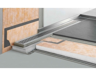 Set completo de desagüe lineal sifón extraible Schlüter KERDI-LINE-V 50 GE