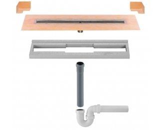 Set completo de desagüe lineal sifón vertical Schlüter KERDI-LINE-V 50 GSE