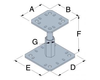 Pies de pilar regulable 100-150mm Simpson PPRC