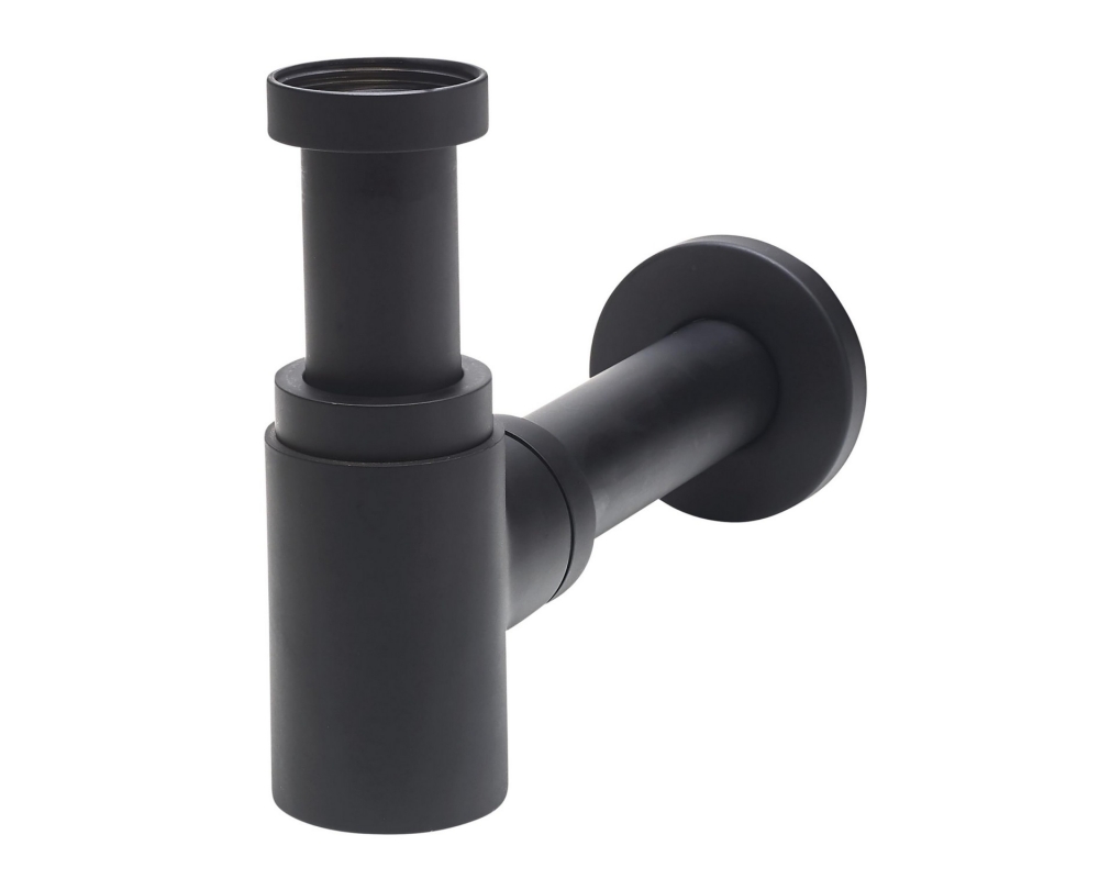 Sifón de lavabo metálico negro Wirquin Mini Linéis