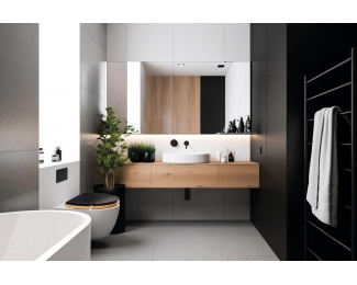 Sifón de lavabo metálico negro Wirquin Mini Linéis