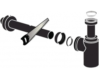 Sifón de lavabo metálico negro Wirquin Mini Linéis