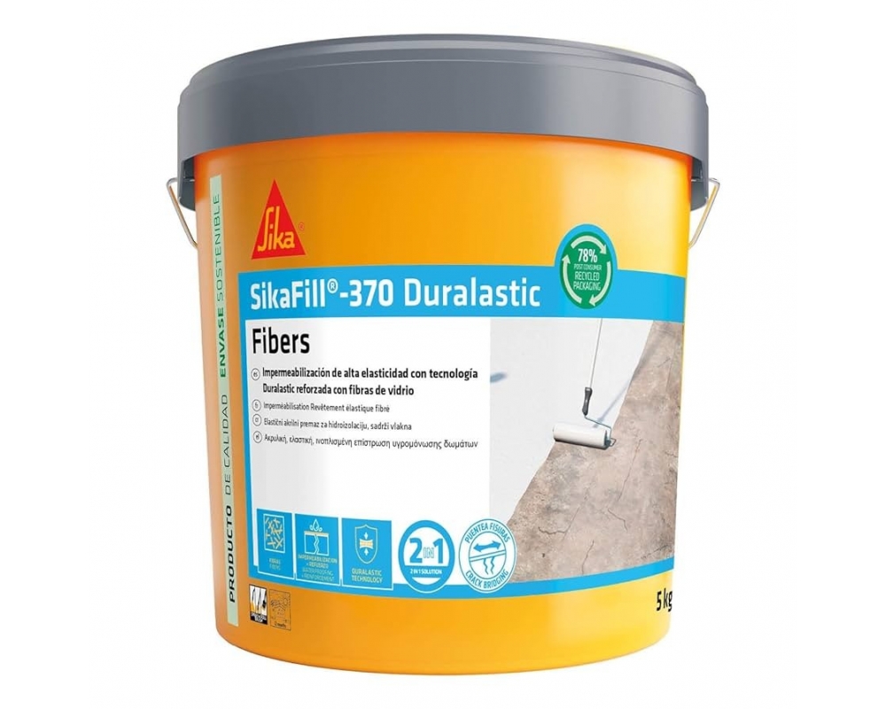 Revestimiento elástico con fibras para impermeabilización Sikafill 370 rojo 20kg