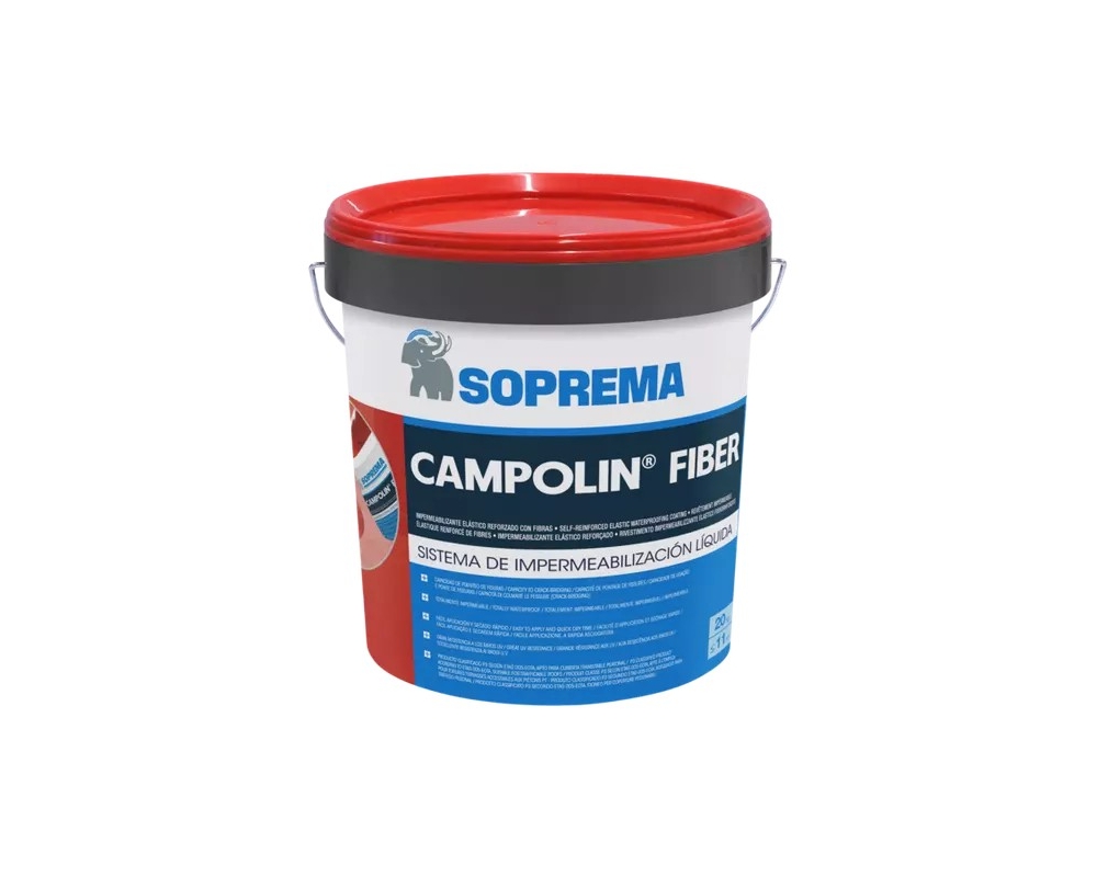 Impermeabilizante de caucho con fibras Soprema Campolin Fiber rojo 20kg