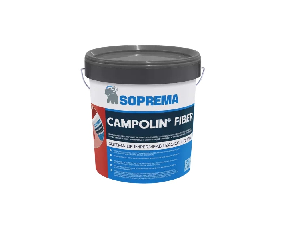 Impermeabilizante de caucho con fibras Soprema Campolin Fiber gris 5kg