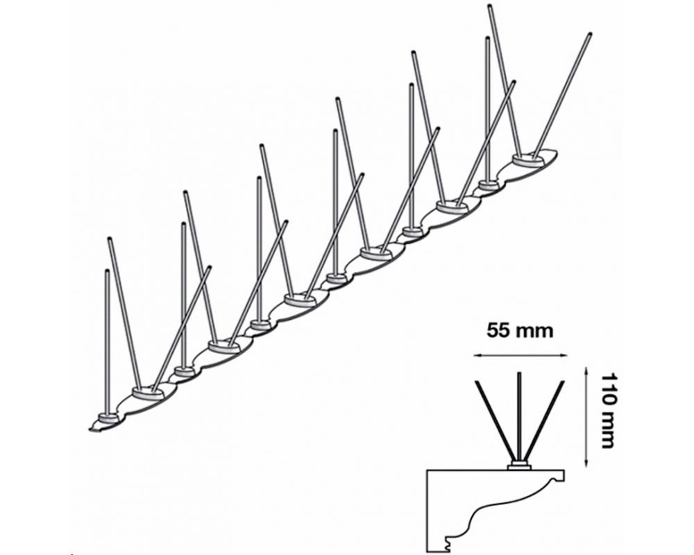 Protege canalones alfileres antipájaros longitud 50 cm
