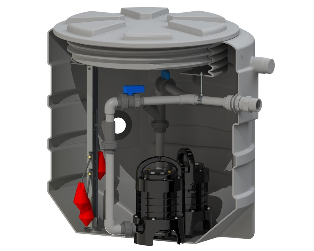 Estación de bombeo general a soterrar SFA Sanifos 610 Vortex monofásica 2 bombas