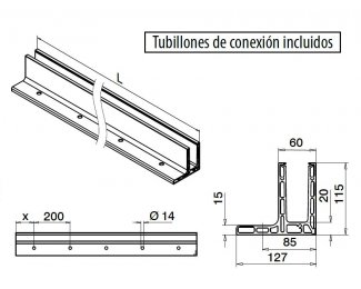 Perfil suelo Easy Glass Smart F montaje superior aluminio 5m Q-railing 8220