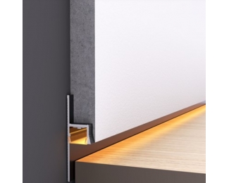 Zócalo de aluminio LED ILLU-B para mampostería y yeso laminado 2 ml