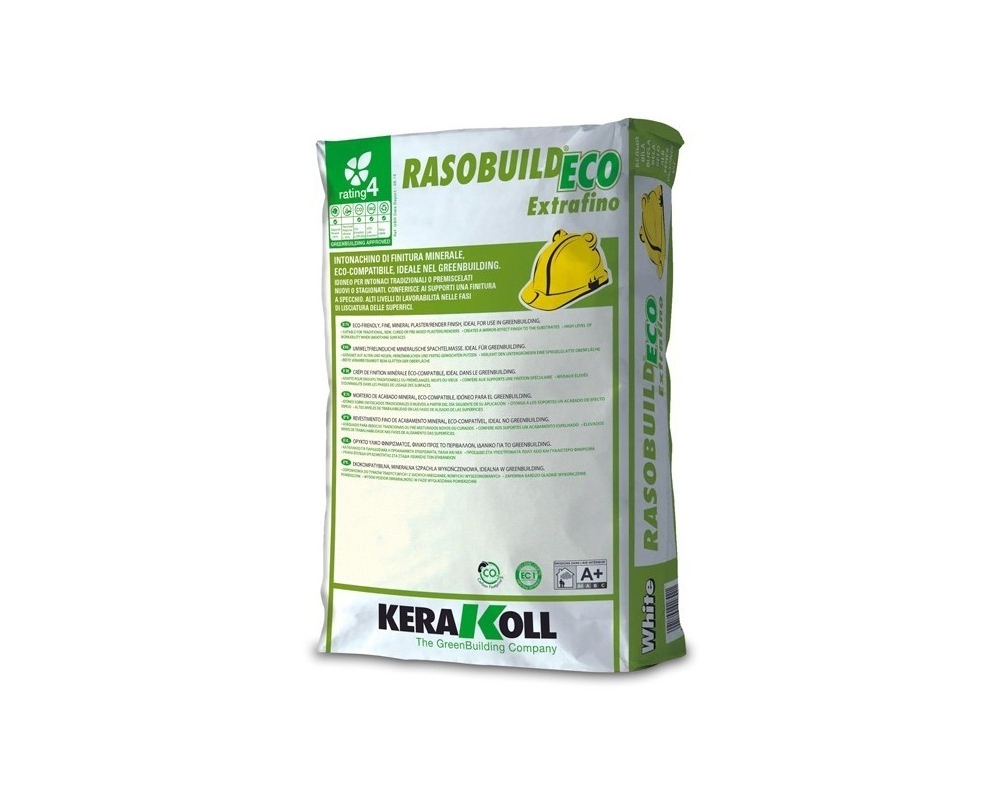 Mortero mineral Kerakoll Rasobuild Eco Extrafino blanco saco 20kg
