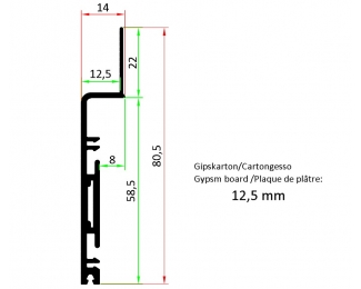 Perfil de zócalo PVC enrasado oculto 12,5mm x 2,3m modelo Z